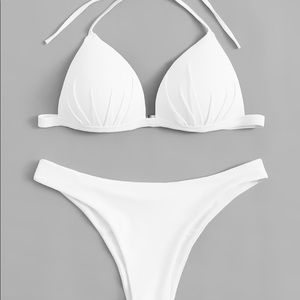 White triangle top and cheeky bikini set
